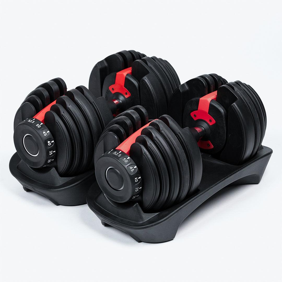 Ultimate Bundle: 2 Adjustable 5-52.5 lbs Dumbbells + Bench - Montreal Fitness